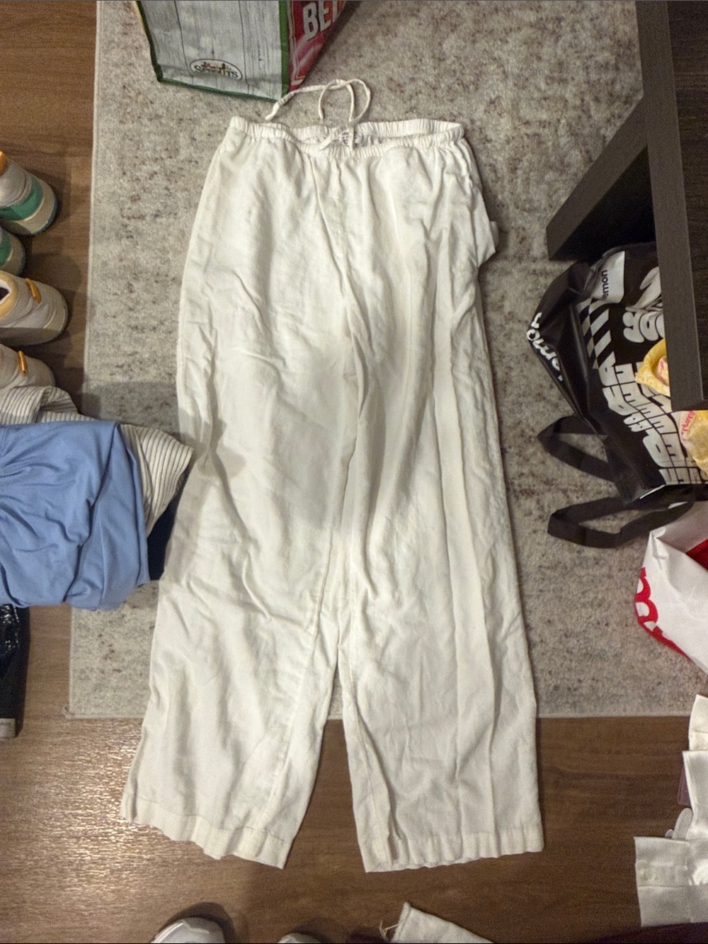 Cotton On White Drawstring Wide-Leg Pants